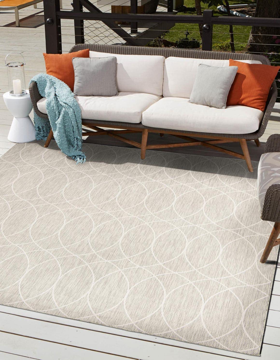 Unique Loom Outdoor Trellis Collection Area Rug - Gitter (10' x 14' 1" Rectangle, Blue/ Ivory)