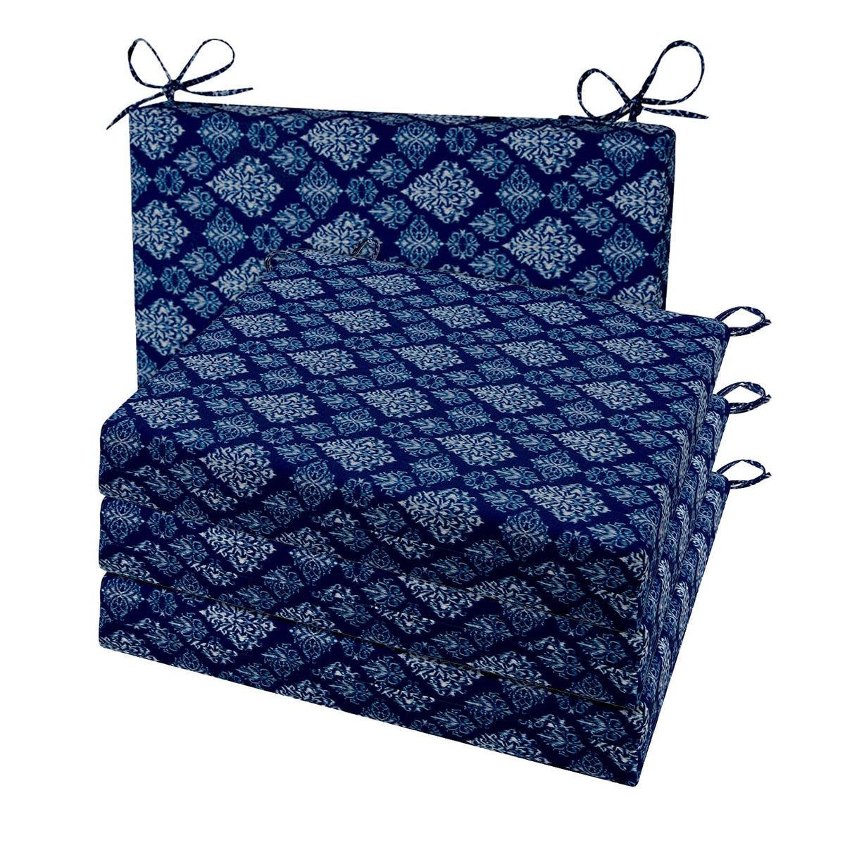 Cozyide Outdoor Chair Cushions, Waterproof Patio Seat Cushions with Adjustable Straps, Round Corner Patio Chair Cushions for Garden, Royal Blue, 17x16x2 Inch (Pack of 2)