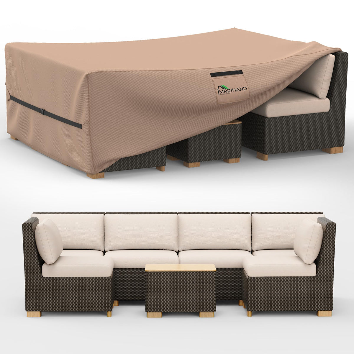 Mrrihand Outdoor Patio Furniture Covers Waterproof 90"Lx62"Wx28"H Black