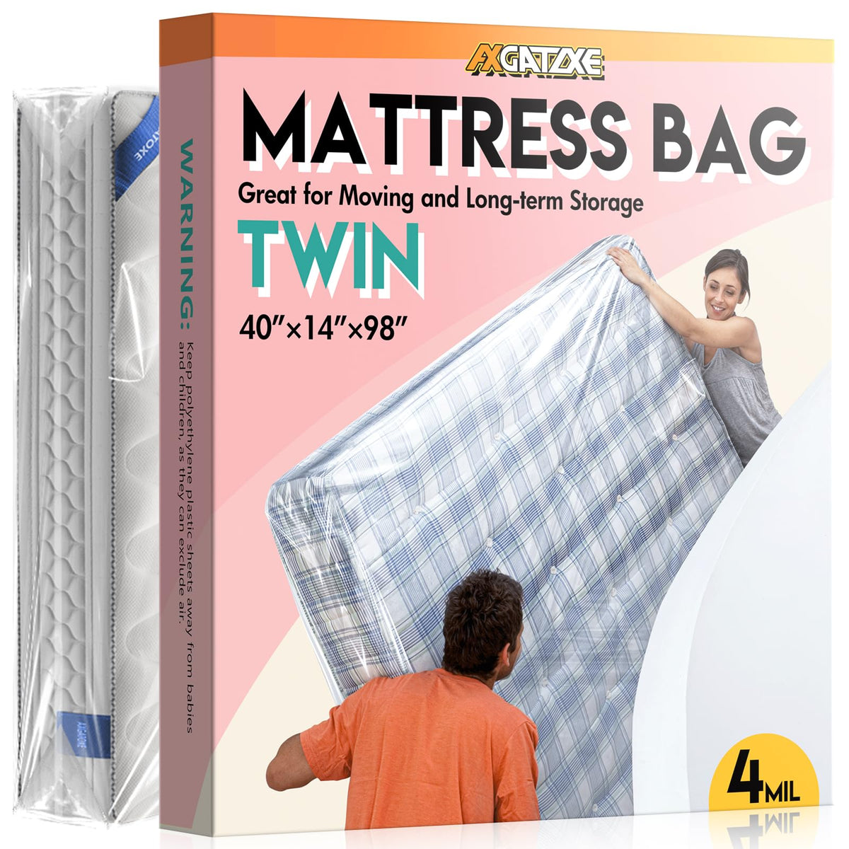 Axgatoxe Plastic Mattress Bag for Moving Storage, King Size (1.5MIL)