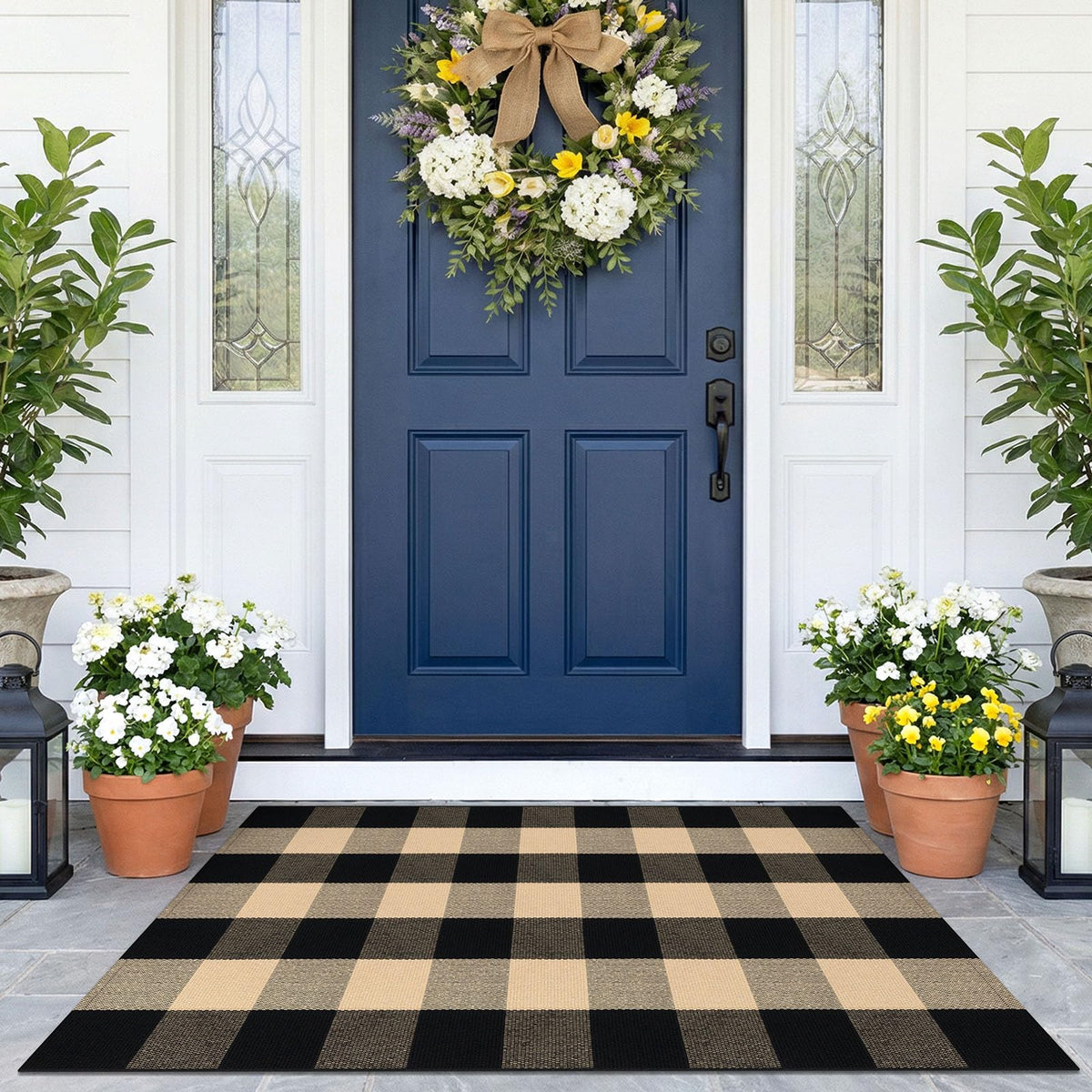 KOZYFLY Buffalo Plaid Area Rugs 27.5x43 in Black and White Checkered Rug