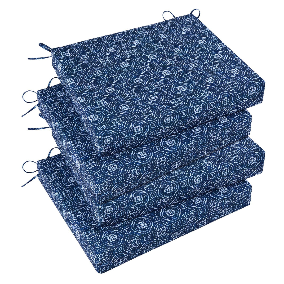 Basic Beyond Outdoor Chair Cushions Set of 4, Outdoor Cushions for Patio Furniture, Water Resistant Patio Chair Cushions with 2 Ties, 17x16x2, Black