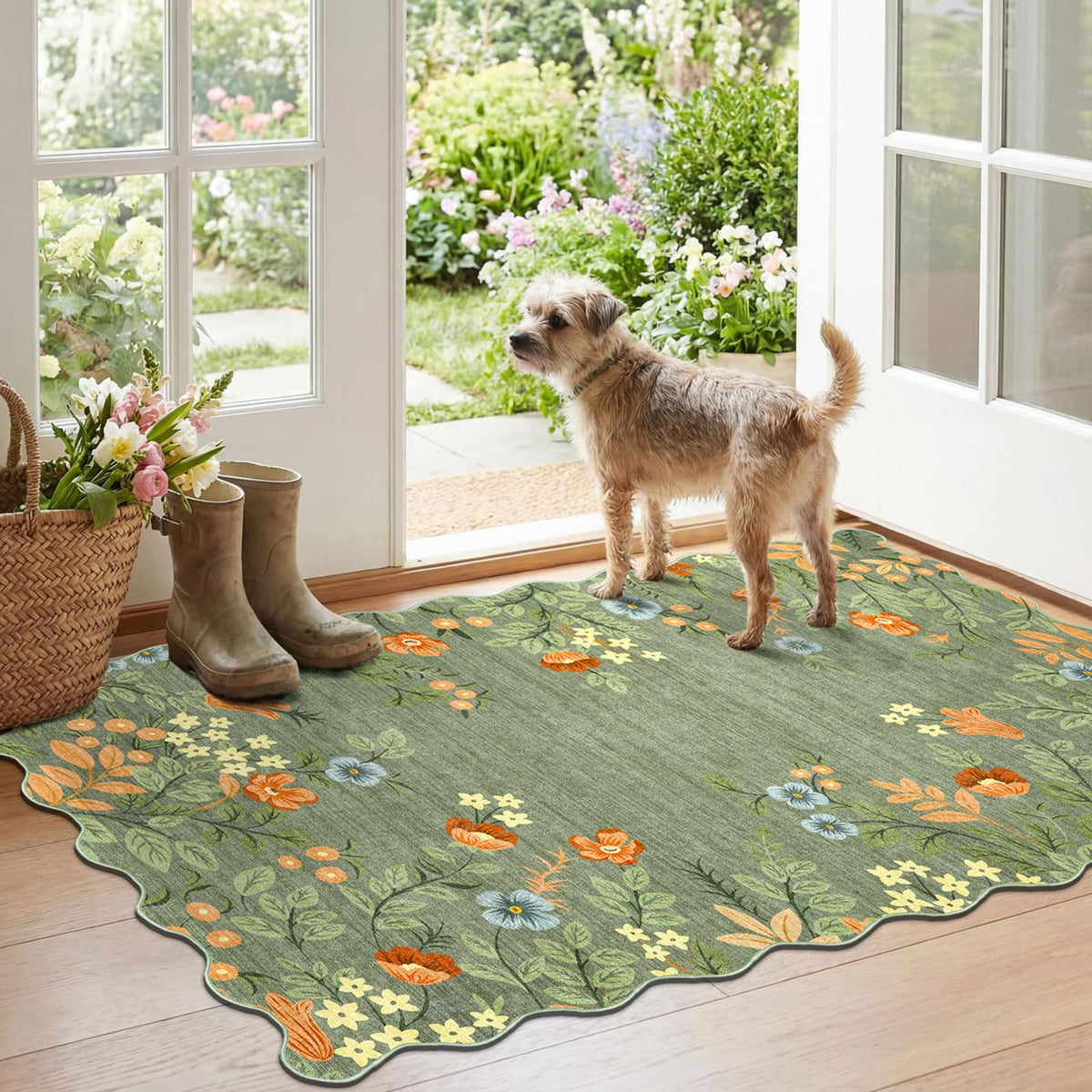 Floral Outdoor Rugs, 28"x43" Front Door Mat Indoor Outside Entrance