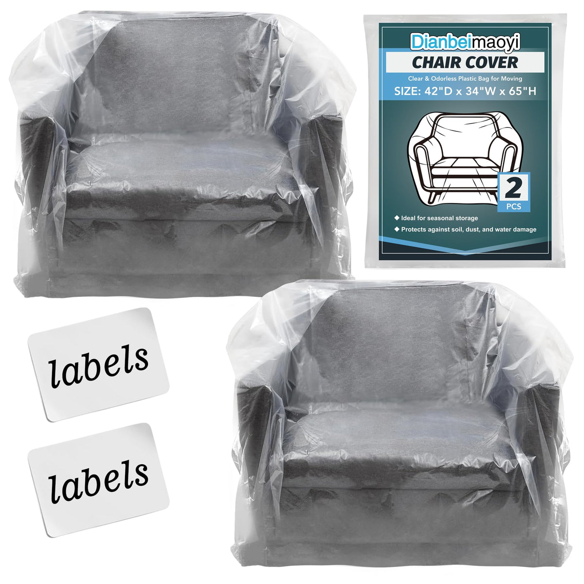 Clear Plastic Moving Chair Furniture Covers for Storage