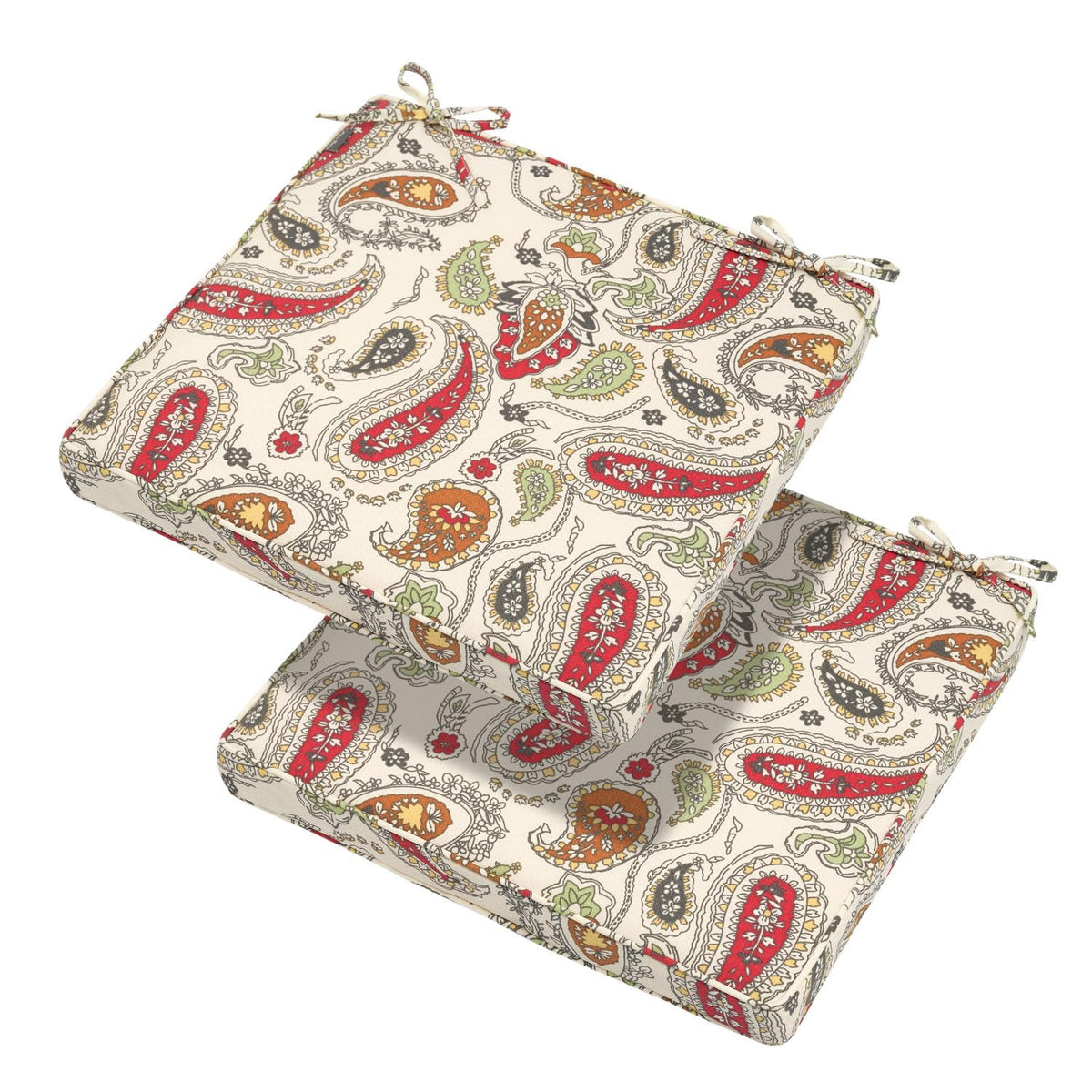 Magpie Fabrics Indoor Outdoor Waterproof Square Chair Cushion, 18" x 18" x 2.5", 2 Pack, Water Resistant Seat Cushions, for Patio Garden Office, Phoenix Red Orange