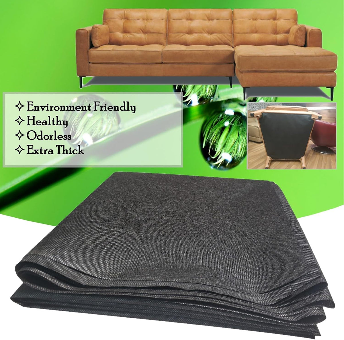 3 yds. X 63 ins. Upholstery Dust Cover Fabric Replacement, Non-Woven Black Cambric Fabric for Under Cloth of Couches, Recliners, Loveseats, Chairs, Sofas or Mattresses Bottom Cover
