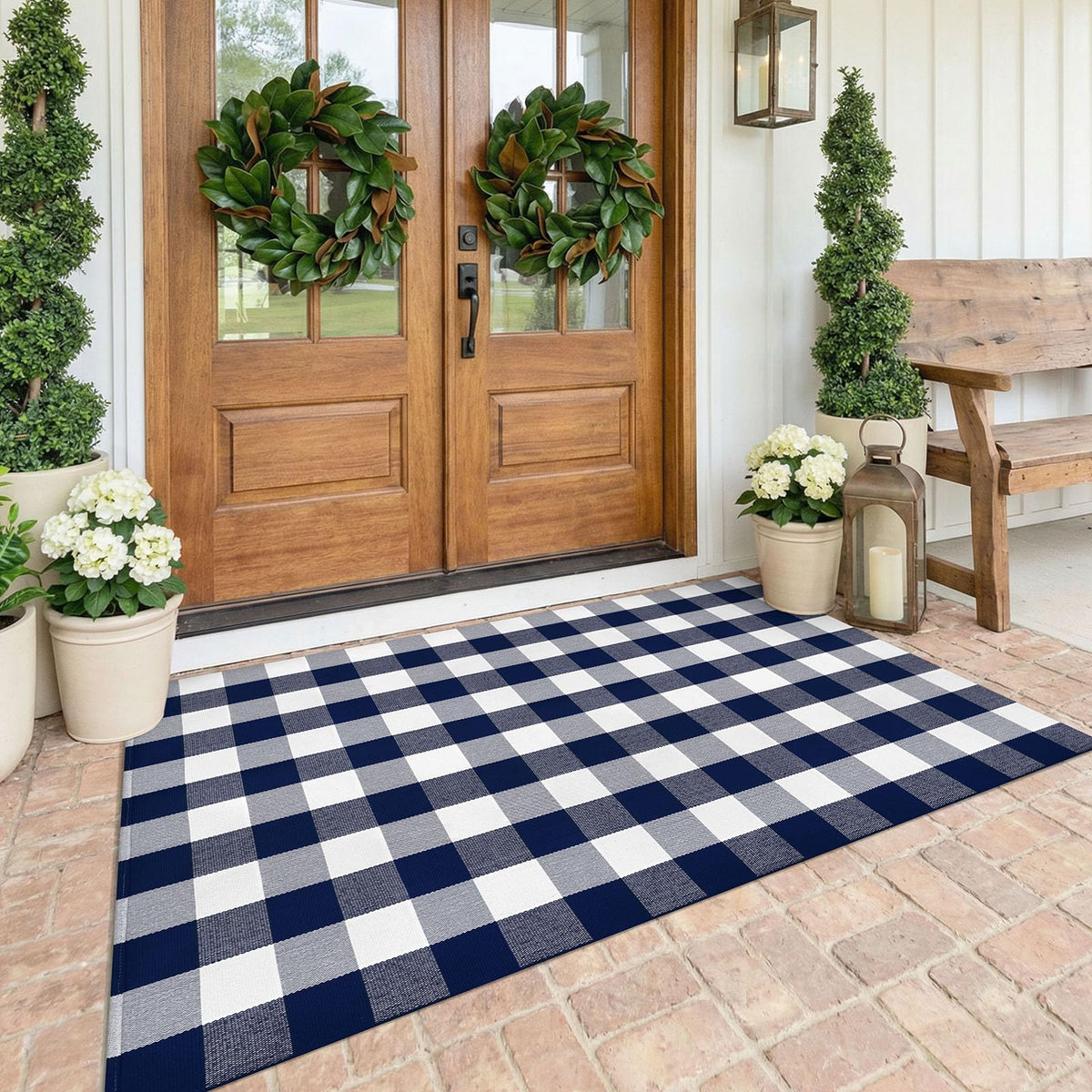 KOZYFLY Buffalo Plaid Area Rugs 27.5x43 in Black and White Checkered Rug