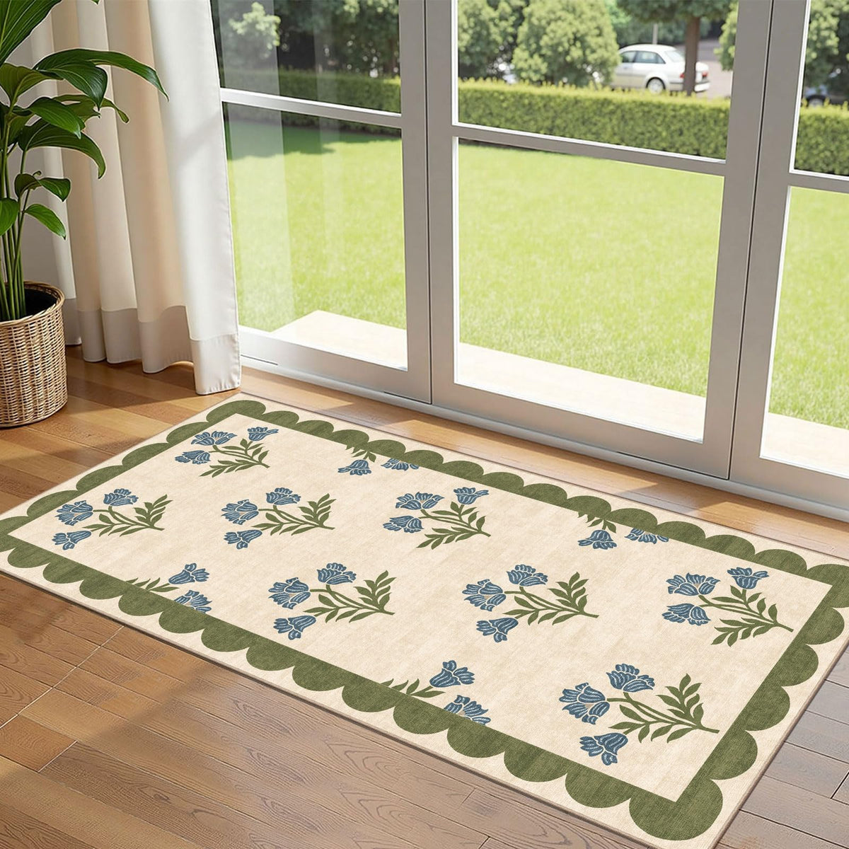 Floral Outdoor Rugs, 28"x43" Front Door Mat Indoor Outside Entrance