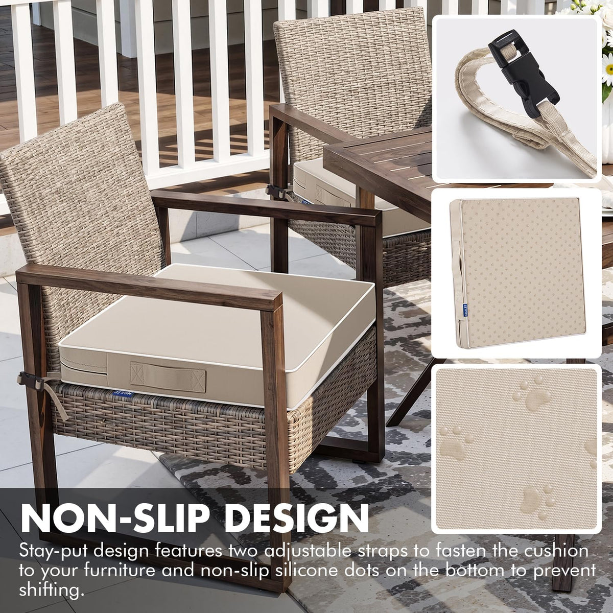 MIULEE Beige 18.5x16x3 Inch Outdoor Chair Cushions for Patio Furniture