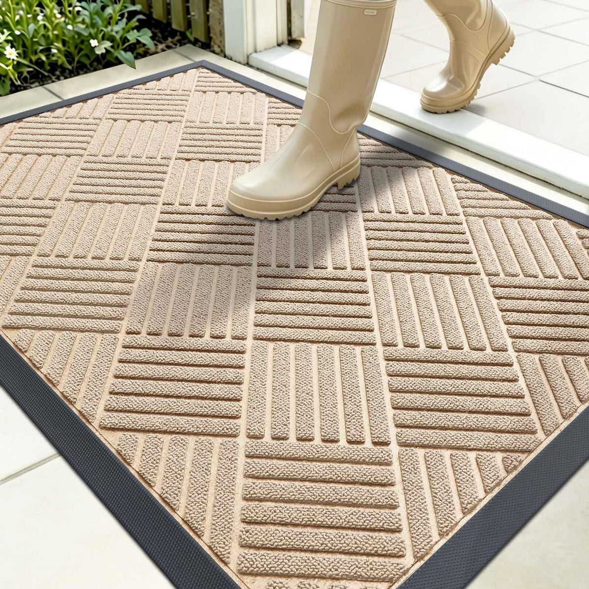 OLANLY Front Door Mat Outside Entrance, Waterproof Heavy-Duty Doormat