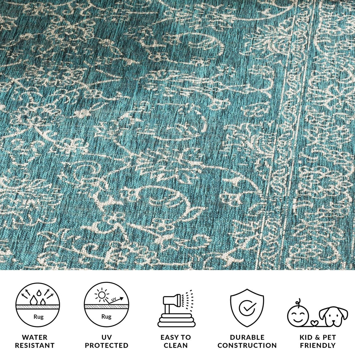 SAFAVIEH Courtyard Collection 8' x 10' Turquoise CY8680 Indoor/ Outside Waterproof Easy cleansingPatio Backyard Mudroom Area Mat