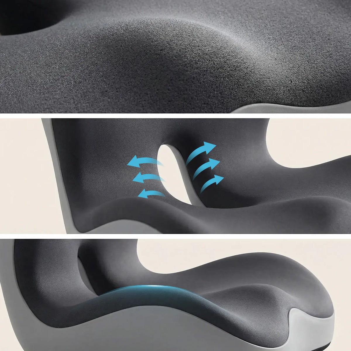 Ergonomic Memory Foam Seat Cushion and Neck Headrest | Relieve Hip Back Pain, High Density Lumbar Support for Office Chair Car Wheelchair, Breathable Washable Non Slip Cover, Grey White Color