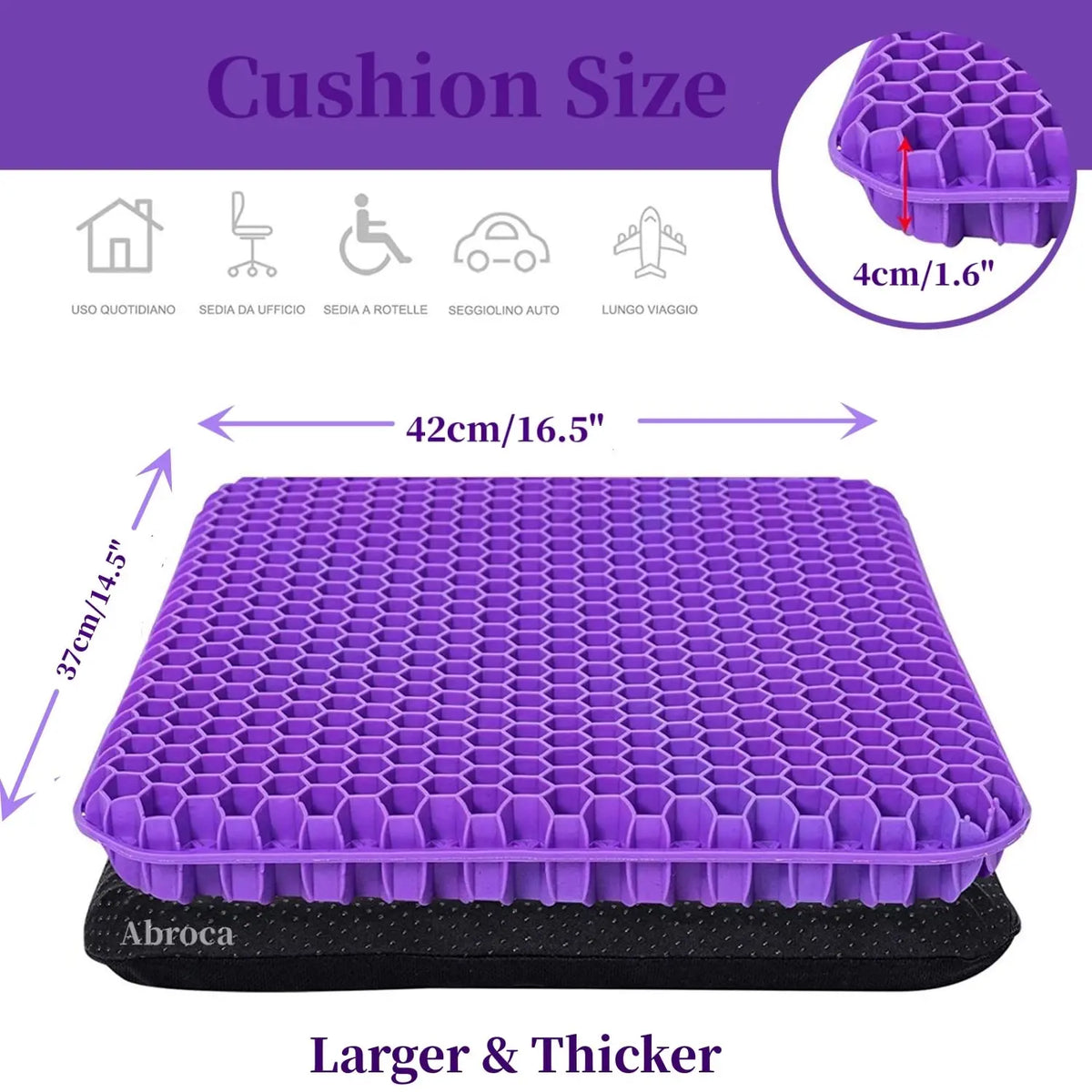 Double-Layer Extra-Thick Gel Seat Cushion — Honeycomb Breathable Pad  Ideal for Camping, Office Use, Car Travel, Wheelchairs, and Fishing — Non-Slip & Portable Chair Cushion | Designed for Outdoor Activities and Travel