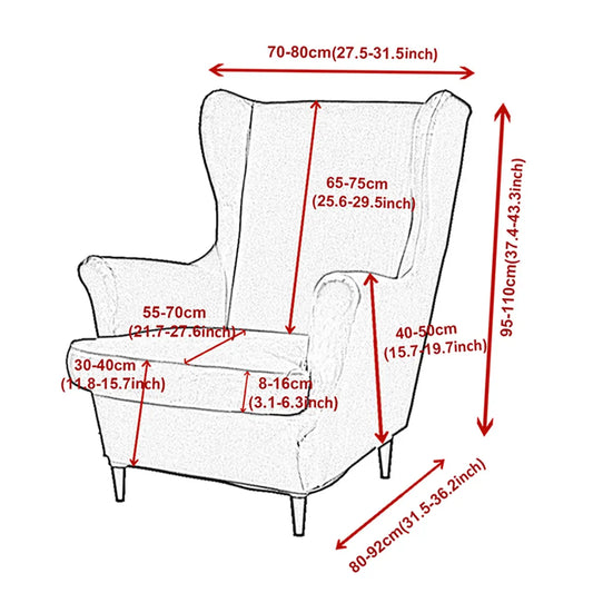 2 Piece Set Elastic Wingback Chair Sofa Covers, Couch Covers, Couch Protectors, Stretch Sofa Cover, Slipcover for Sofa, Soft Washable Armchair Protector, Suitable for Living Room Weddings and Parties