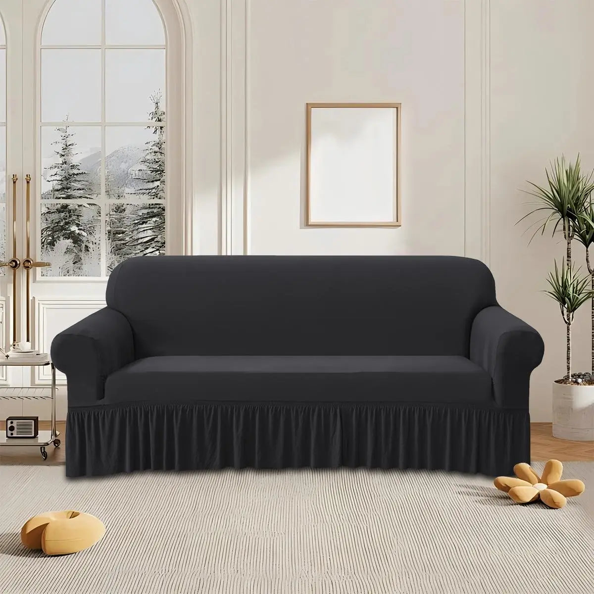 Solid Color Stretch Sofa Slipcover, Removable Washable Slipcovers For Couches And Sofas, 1 Count Dustproof Elastic Couch Protector, Sofa Protective Cover for Home & Living Room