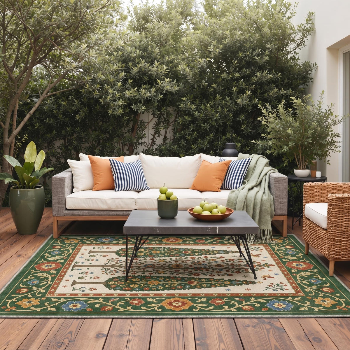 GENIMO 5x8 Outdoor Rug, Washable for Patio and Deck, Light Blue