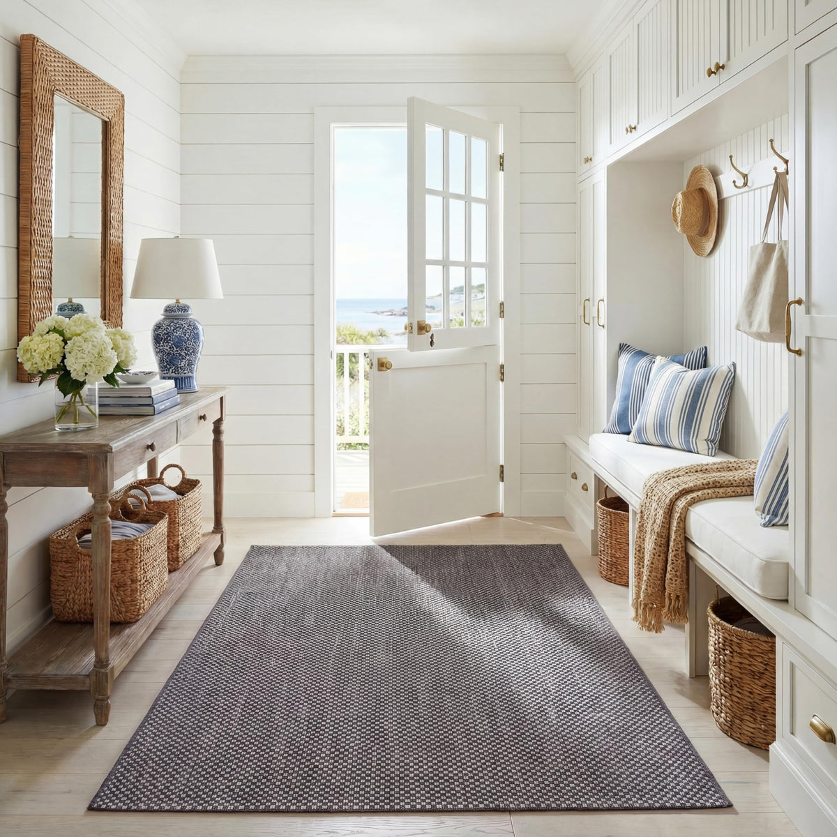 SAFAVIEH Washable Rug Outdoor Courtyard Collection - 8' x 10', Natural & Cream, Non-Shedding & Easy Cleaning, Ideal for Patio, Backyard, Mudroom, DIning Space (CY8521-03012)