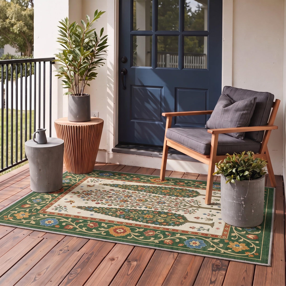 GENIMO 5x8 Outdoor Rug, Washable for Patio and Deck, Light Blue