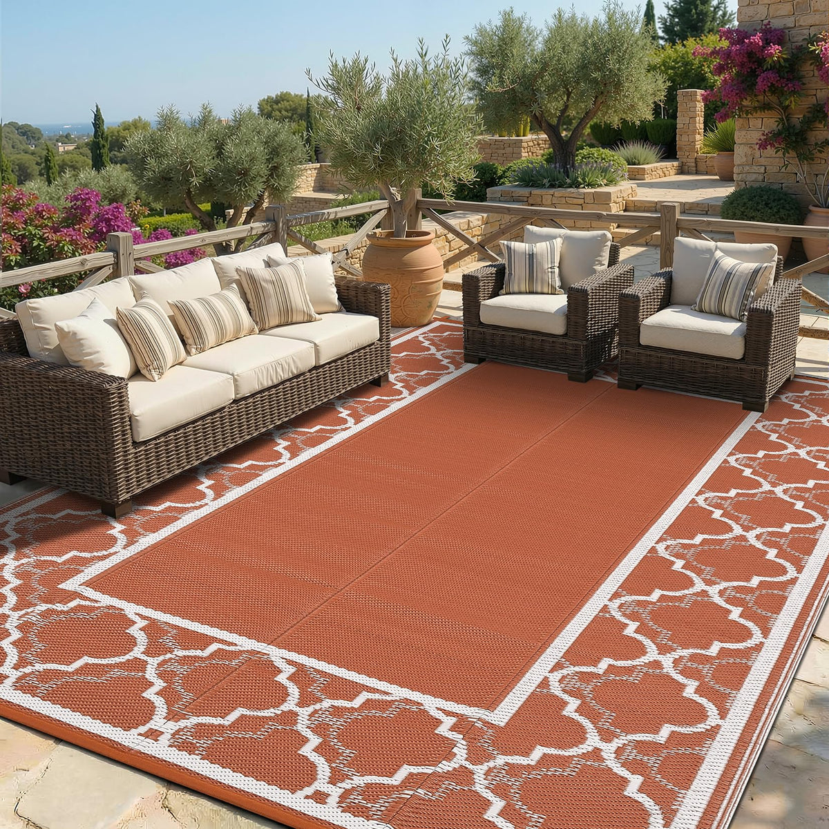 Garvee Reversible Outdoor Rug 6x9, Waterproof Outdoor Plastic Rug, Porch