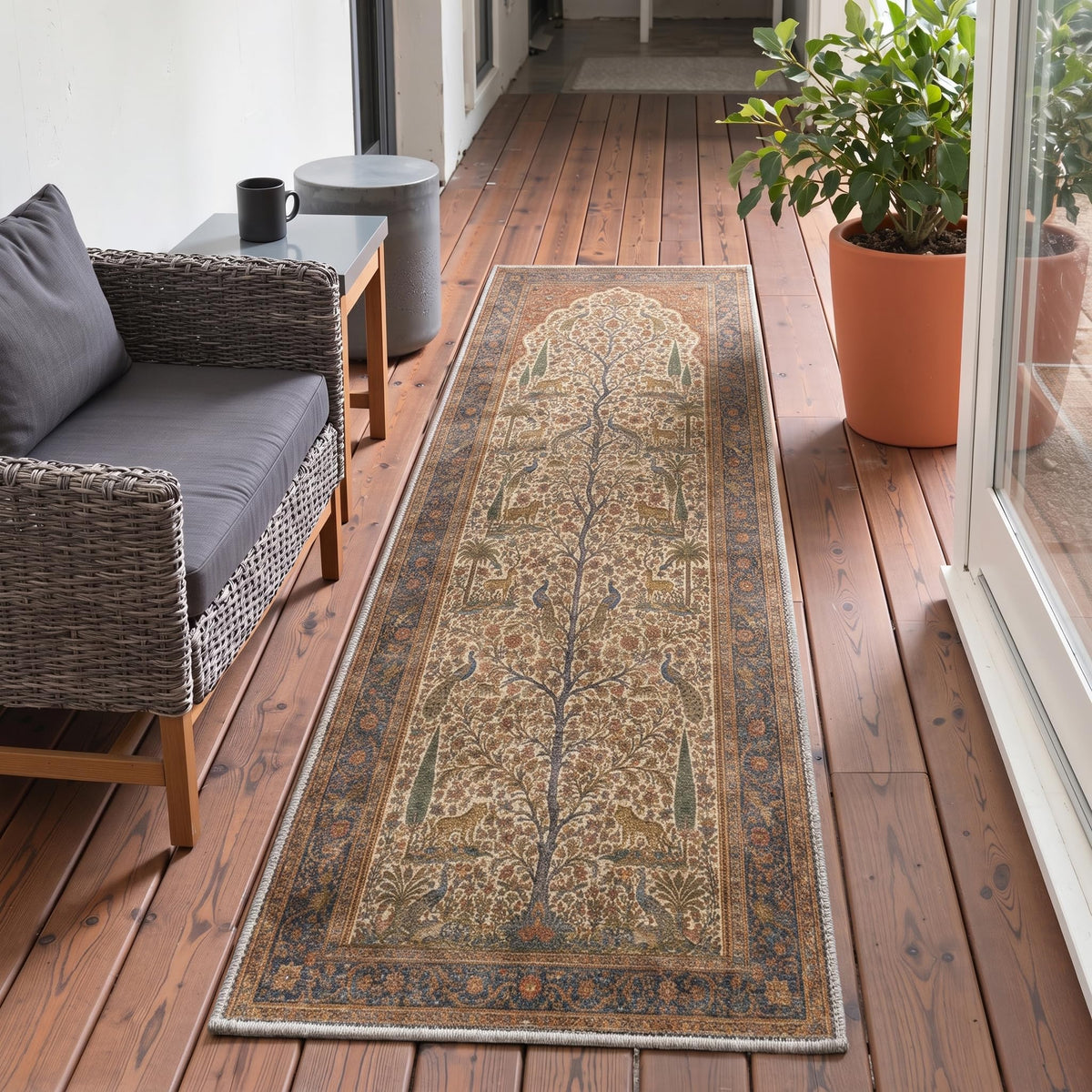 GENIMO 5x8 Outdoor Rug, Washable for Patio and Deck, Light Blue