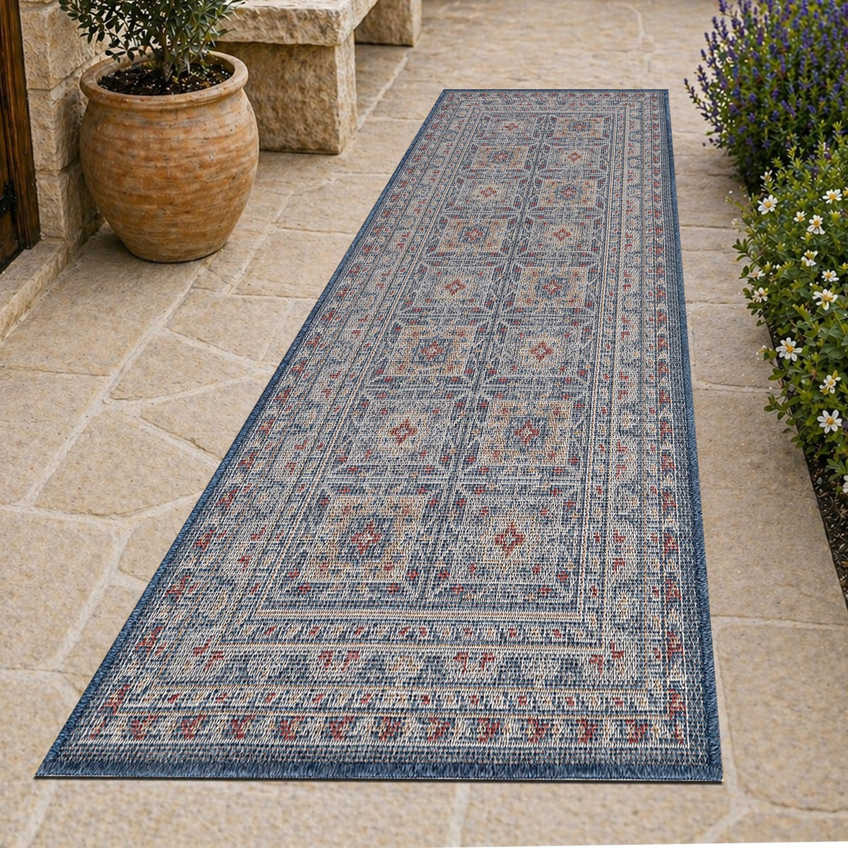Loom&Crate Washable Indoor Outdoor Area Rug 12x15, Patio Rug, Red Orven