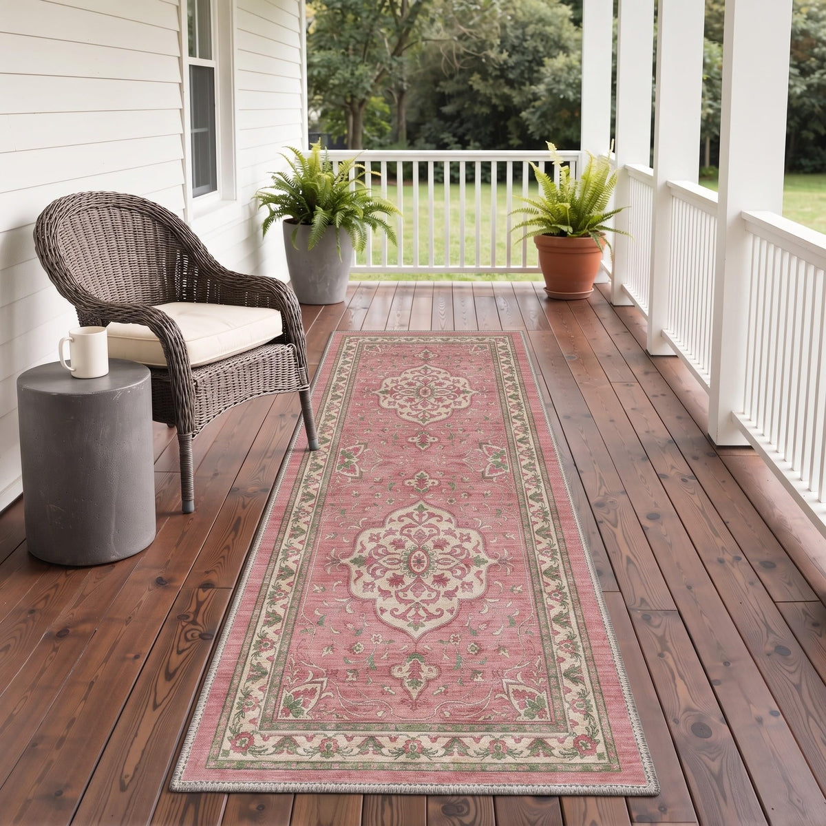GENIMO 5x8 Outdoor Rug, Washable for Patio and Deck, Light Blue