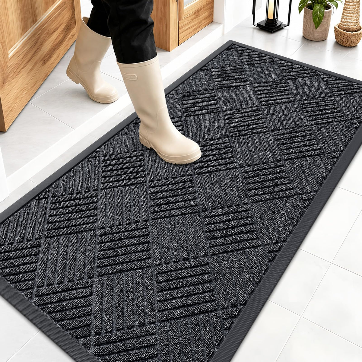 OLANLY Front Door Mat Outside Entrance, Waterproof Heavy-Duty Doormat
