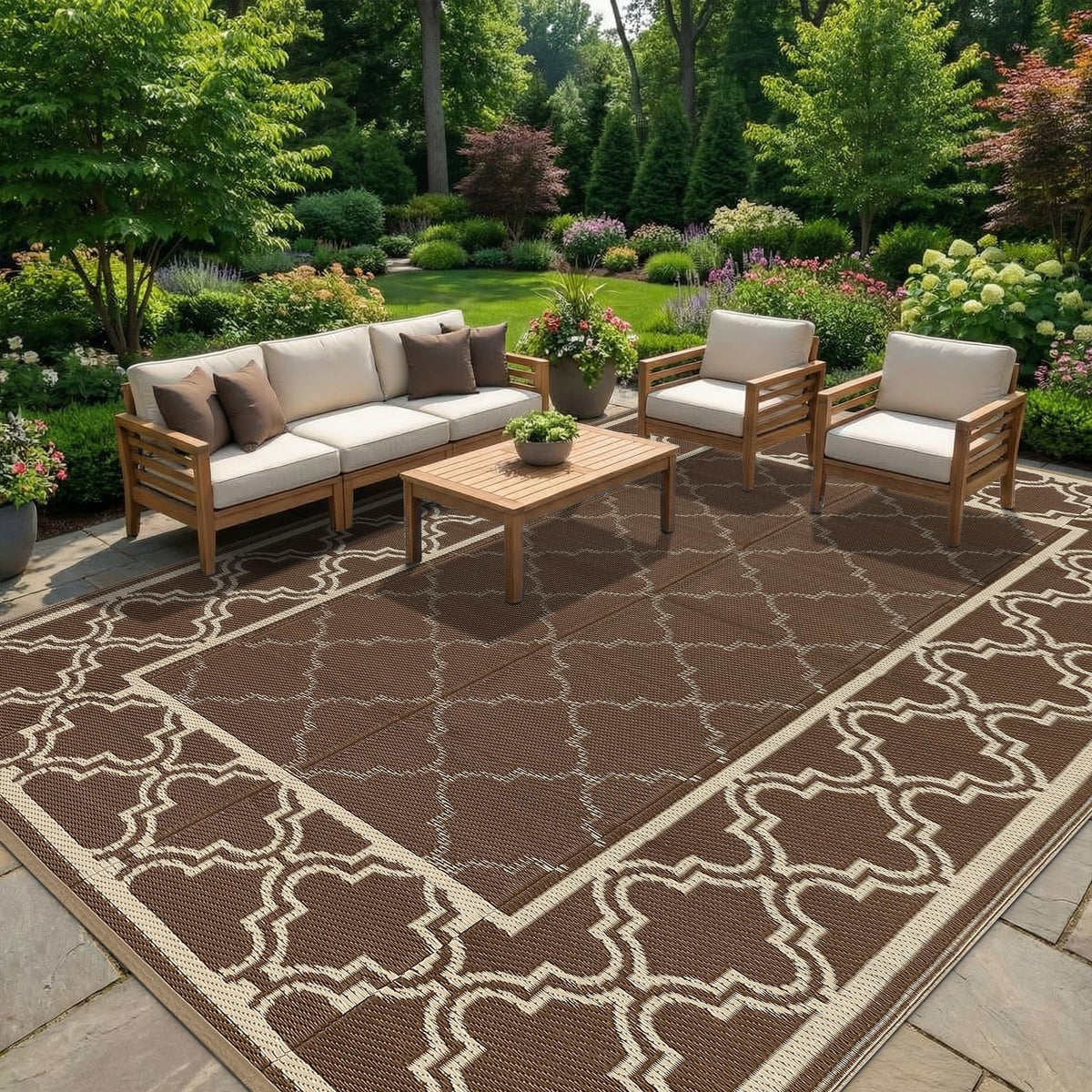 Garvee Reversible Outdoor Rug 6x9, Waterproof Outdoor Plastic Rug, Porch