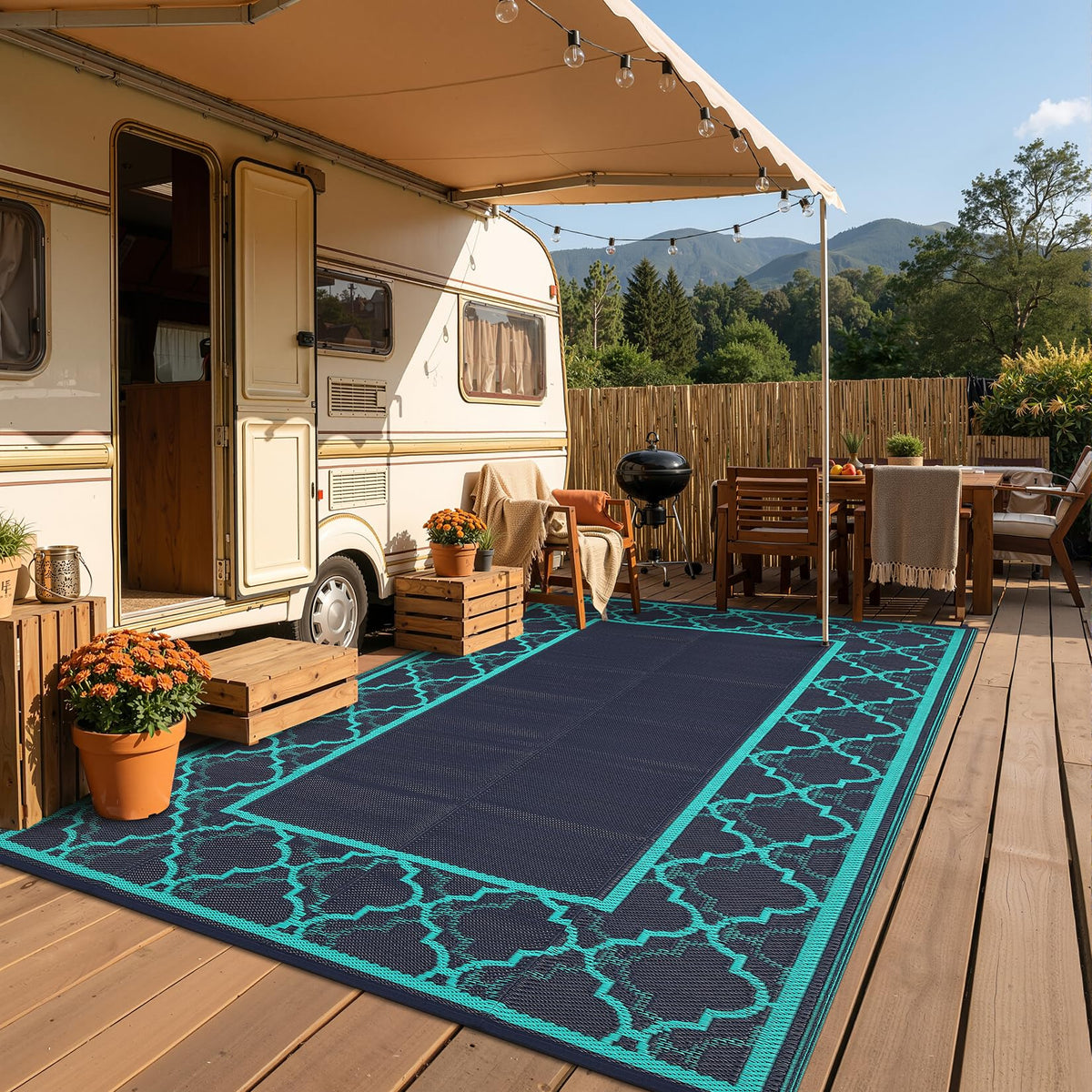 Garvee Reversible Outdoor Rug 6x9, Waterproof Outdoor Plastic Rug, Porch
