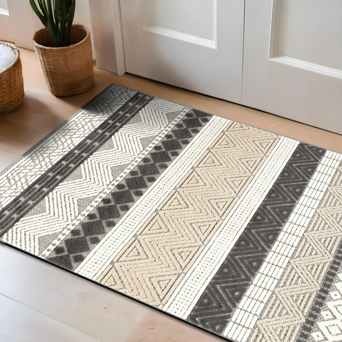 Rugshop Marbella Indoor/Outdoor Contemporary Boho Area Rug Gray 7'10" x 10'