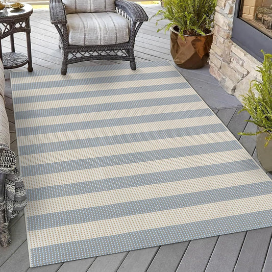 OJIA Washable Area Rug 4'x6', Striped Indoor Outdoor Rugs Patio Camping Rug