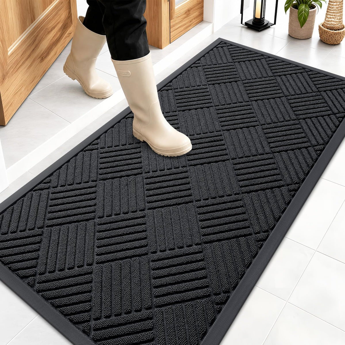 OLANLY Front Door Mat Outside Entrance, Waterproof Heavy-Duty Doormat
