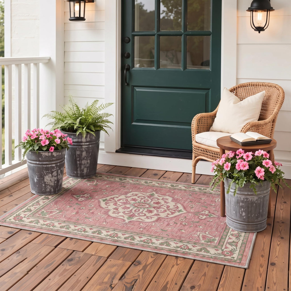 GENIMO 5x8 Outdoor Rug, Washable for Patio and Deck, Light Blue