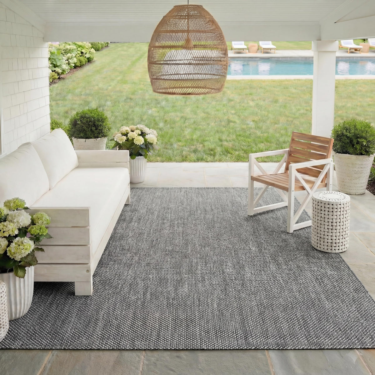 SAFAVIEH Washable Rug Outdoor Courtyard Collection - 8' x 10', Natural & Cream, Non-Shedding & Easy Cleaning, Ideal for Patio, Backyard, Mudroom, DIning Space (CY8521-03012)