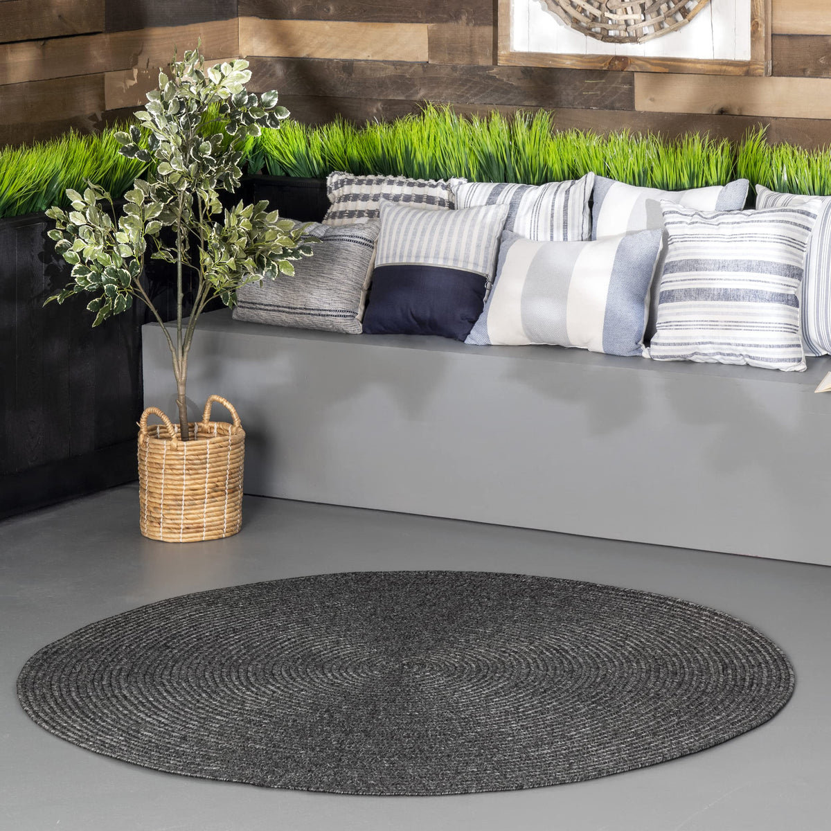 nuLOOM Wynn Tan Solid Power Loomed Indoor/Outdoor Area Rug, 5' x 8'