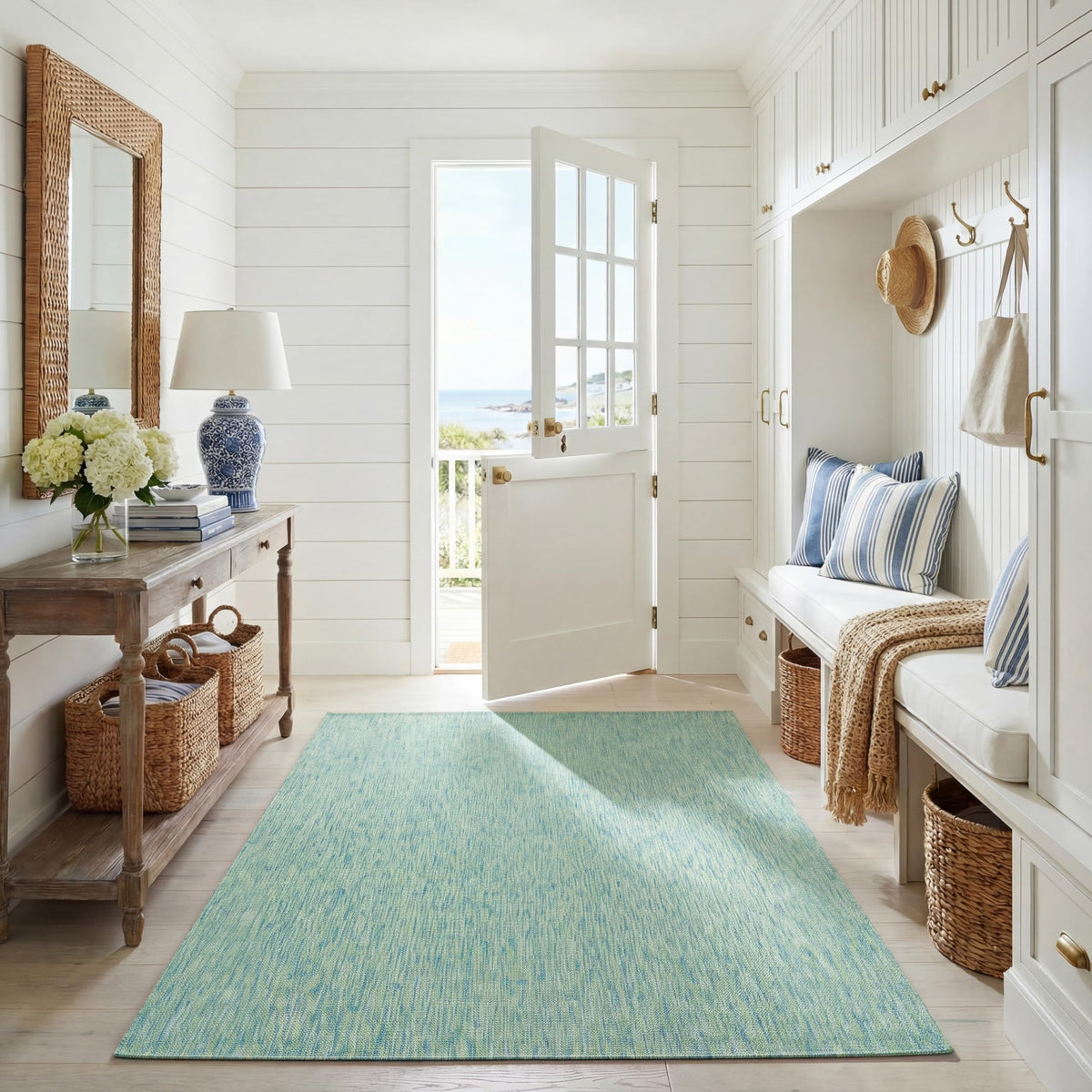 SAFAVIEH Washable Rug Outdoor Courtyard Collection - 8' x 10', Natural & Cream, Non-Shedding & Easy Cleaning, Ideal for Patio, Backyard, Mudroom, DIning Space (CY8521-03012)