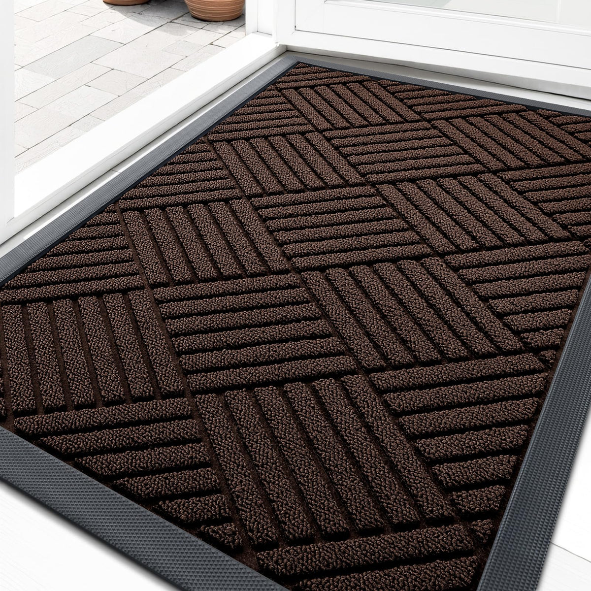 OLANLY Front Door Mat Outside Entrance, Waterproof Heavy-Duty Doormat