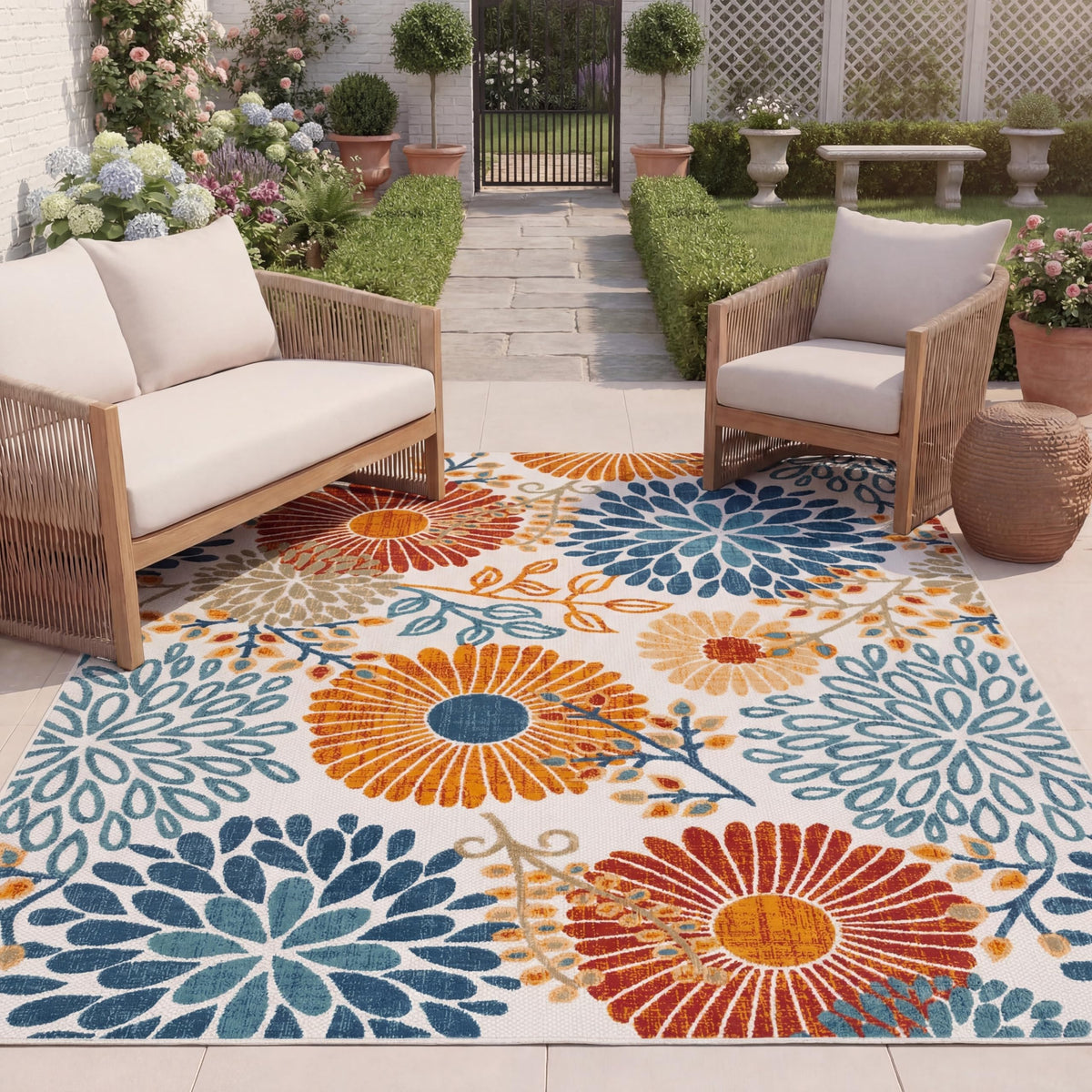 SAFAVIEH Cabana Outdoor Area Rug 8'x10', Modern Cream & Red CBN832A