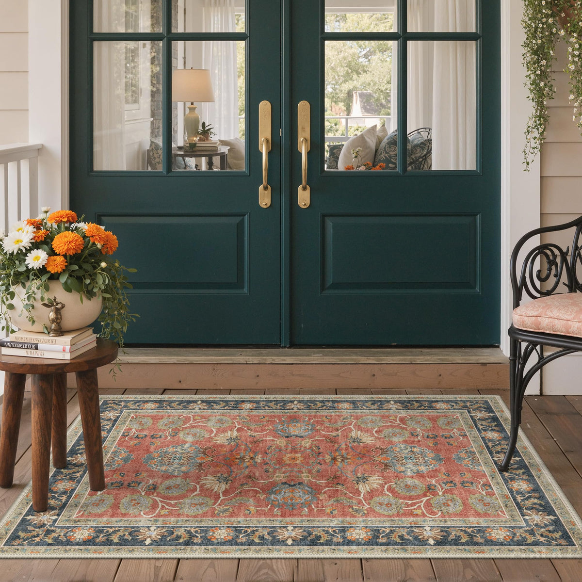 GENIMO 5x8 Outdoor Rug, Washable for Patio and Deck, Light Blue