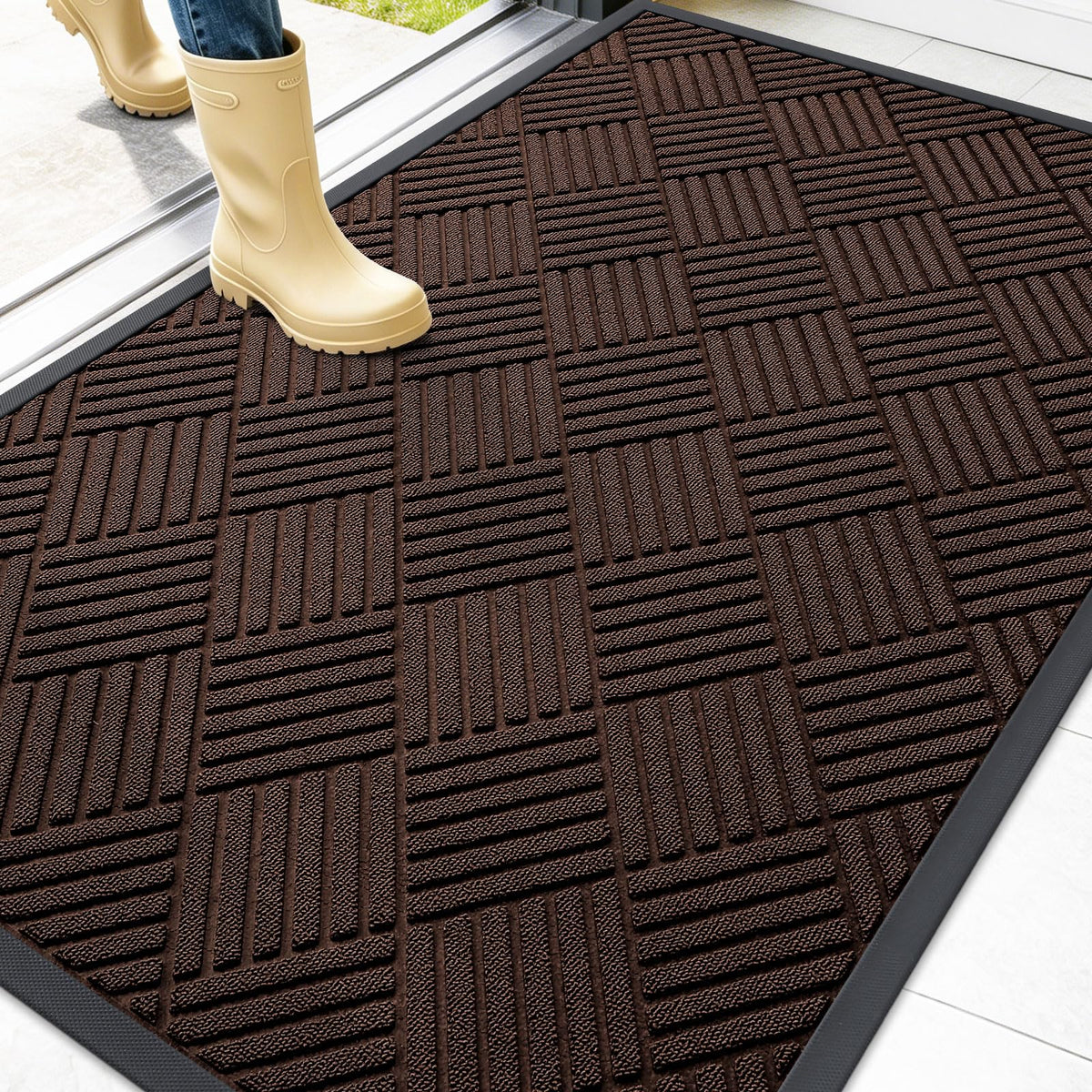 OLANLY Front Door Mat Outside Entrance, Waterproof Heavy-Duty Doormat
