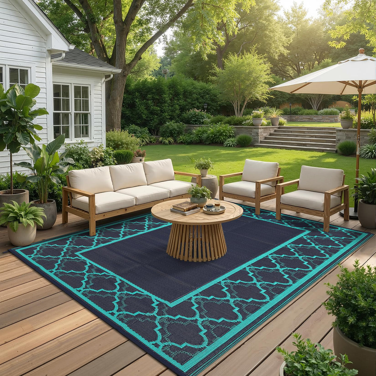 Garvee Reversible Outdoor Rug 6x9, Waterproof Outdoor Plastic Rug, Porch