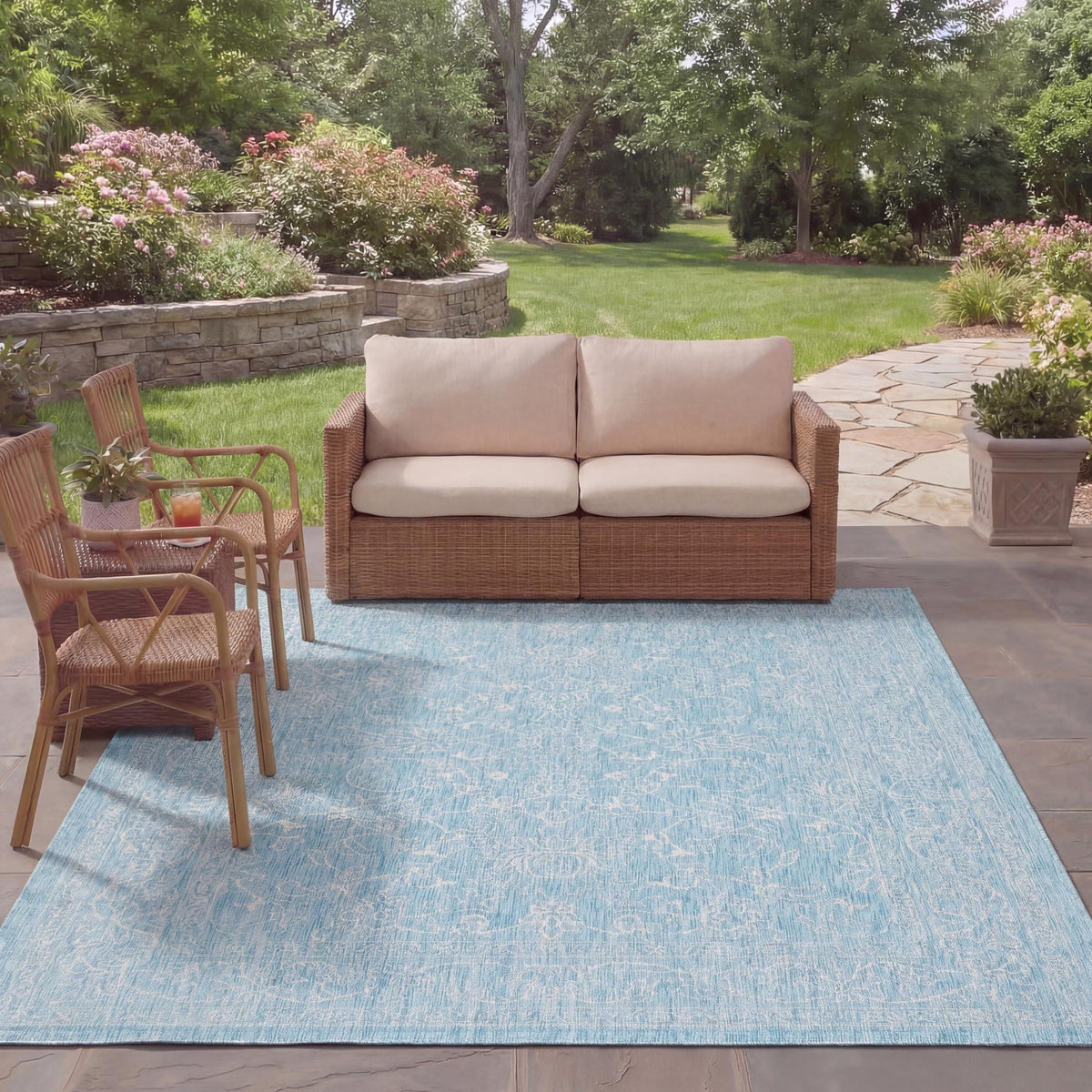 SAFAVIEH Courtyard Collection 8' x 10' Turquoise CY8680 Indoor/ Outside Waterproof Easy cleansingPatio Backyard Mudroom Area Mat