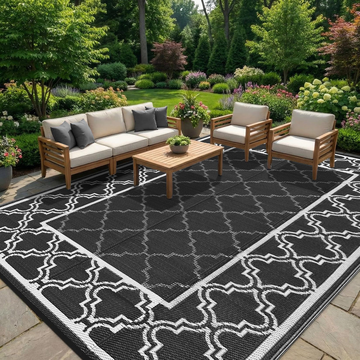 Garvee Reversible Outdoor Rug 6x9, Waterproof Outdoor Plastic Rug, Porch