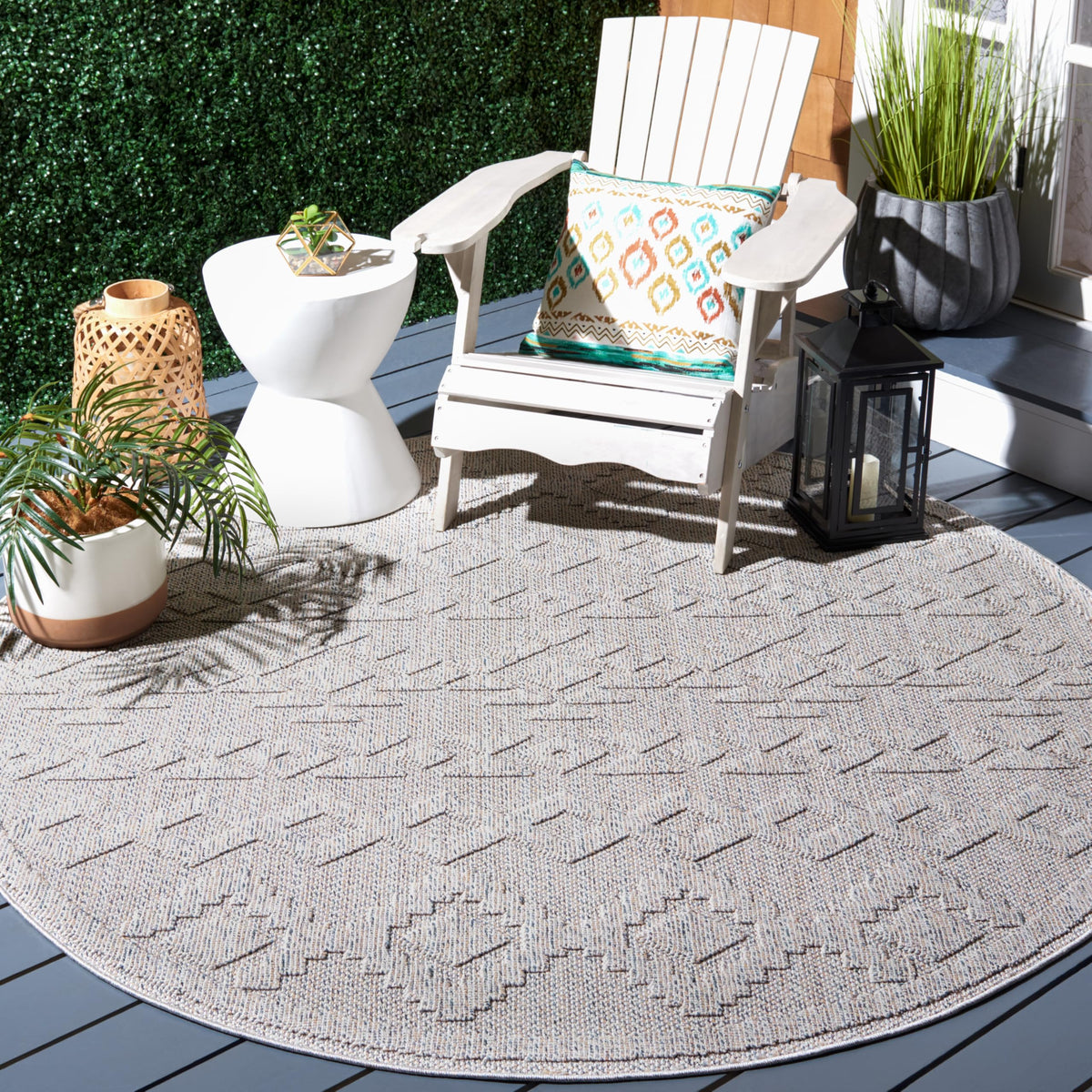 SAFAVIEH Washable Rug Outdoor Global Collection - 8' x 10', Beige & Ivory, Non-Shedding & Easy to Clean, Ideal for Patio, Backyard, Mudroom (GLB210C)
