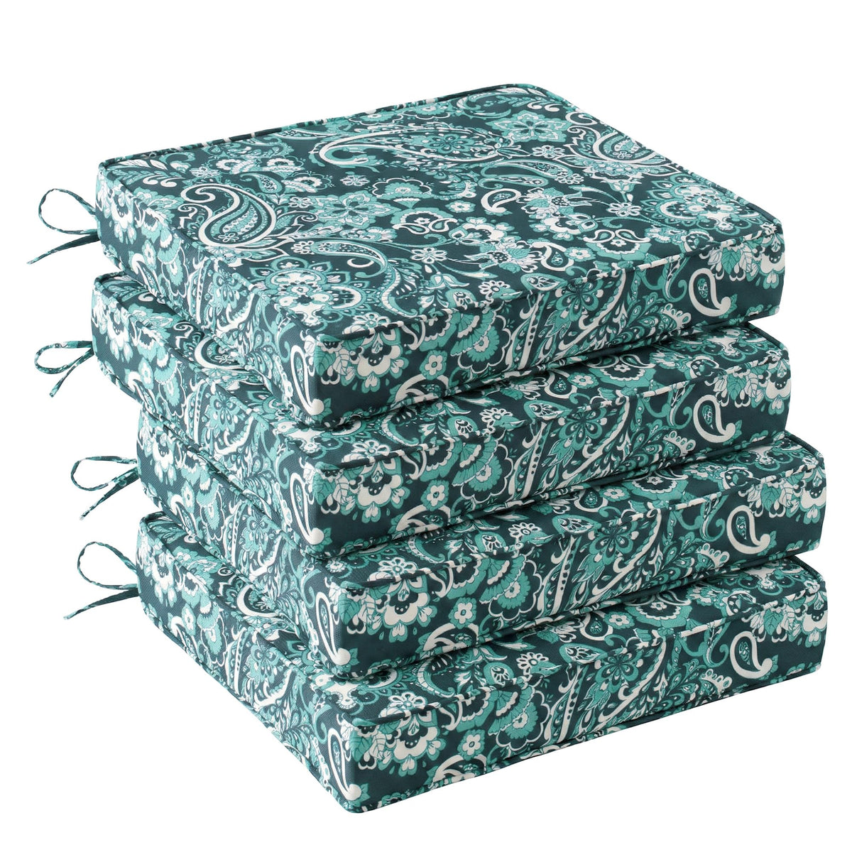 UNIKOME Outdoor Chair Cushions Set of 4, Water Resistant Patio Seat Cushions with Ties for Outdoor Furniture, High-Density Foam, UV & Fade Resistant, Piped Edge – 19" x 19" x 3", Orange