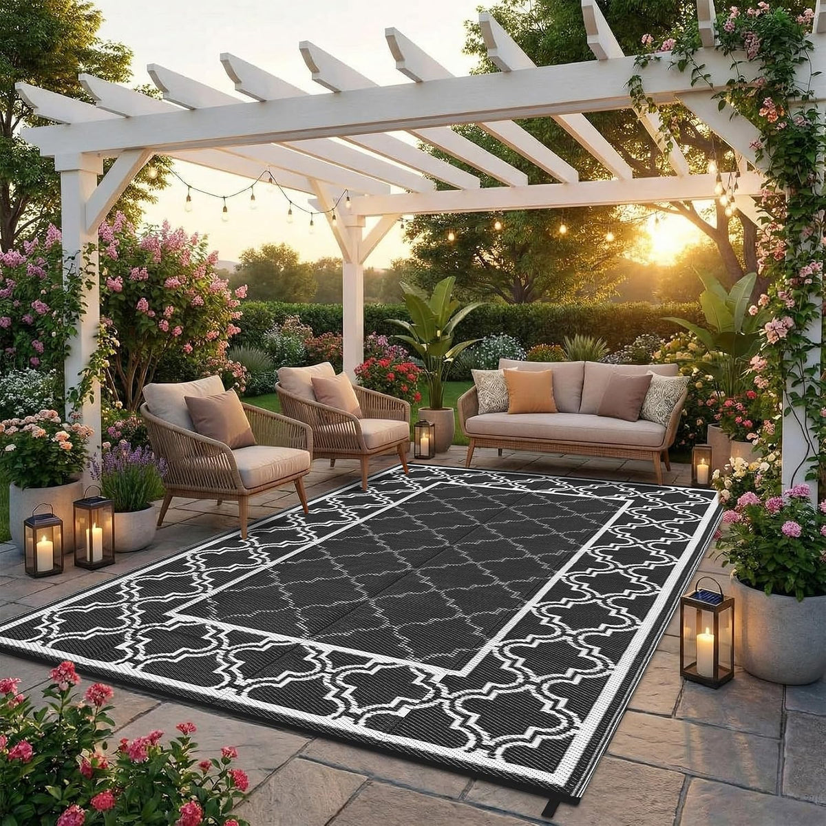 Garvee Reversible Outdoor Rug 6x9, Waterproof Outdoor Plastic Rug, Porch