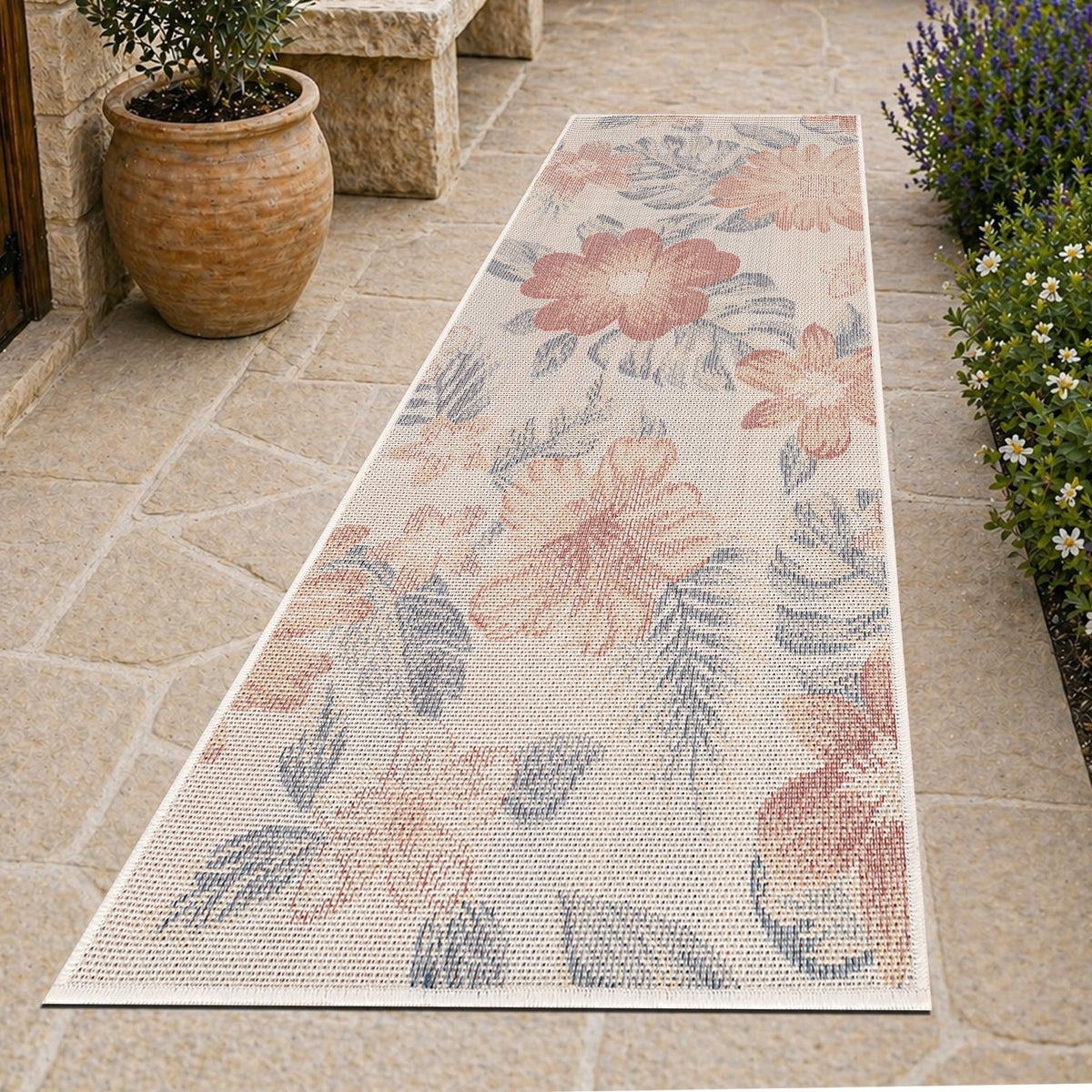 Loom&Crate Washable Indoor Outdoor Area Rug 12x15, Patio Rug, Red Orven