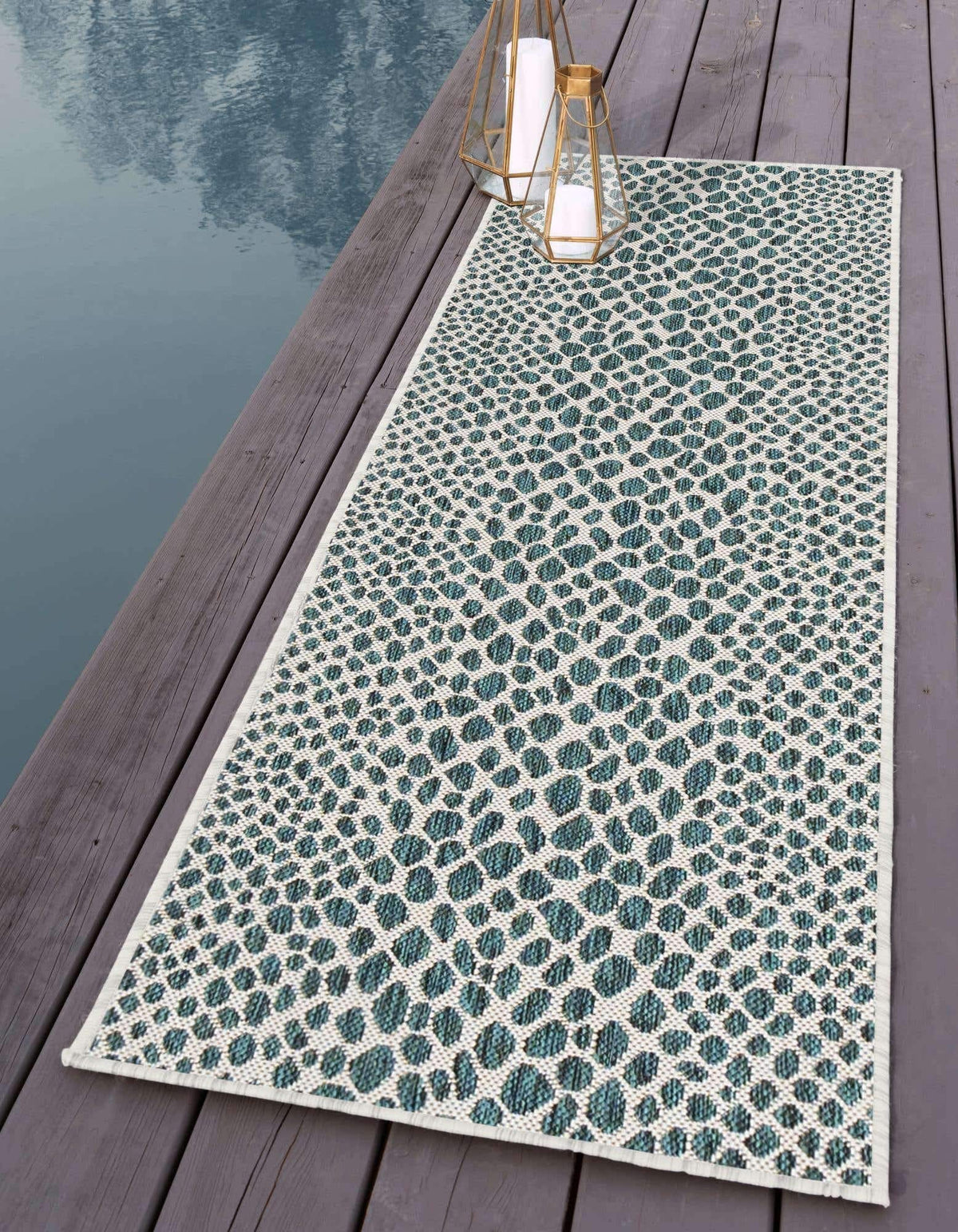 Unique Loom Outdoor Collection Area Rug - Cape Town (9' x 12' Rectangle, Blue/Ivory)