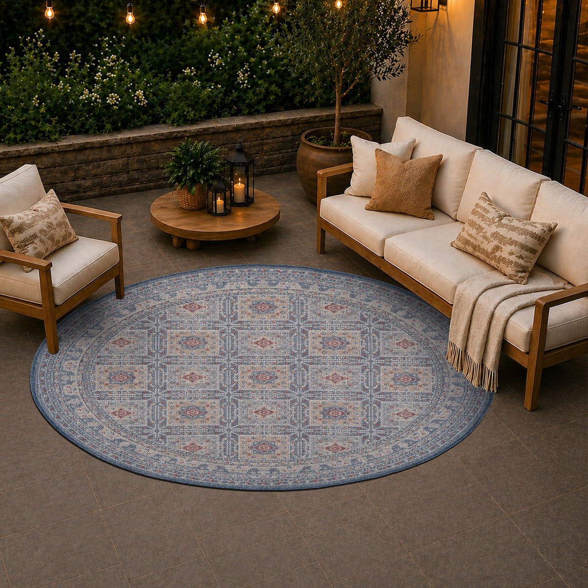 Loom&Crate Washable Indoor Outdoor Area Rug 12x15, Patio Rug, Red Orven