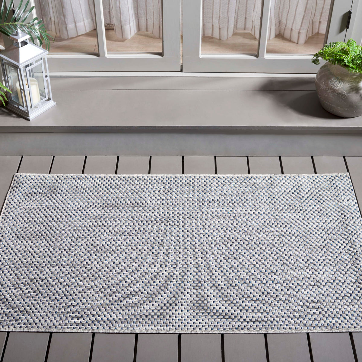 SAFAVIEH Washable Rug Outdoor Courtyard Collection - 8' x 10', Natural & Cream, Non-Shedding & Easy Cleaning, Ideal for Patio, Backyard, Mudroom, DIning Space (CY8521-03012)